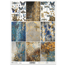 ITD Reispapier Decoupage Bastelpapier Serviettentechnik-R2414 Libelle Schmetterlinge - Inspiriert von Klimt