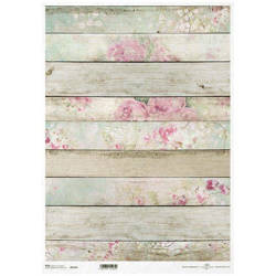 Reispapier für Decoupage A3 ITD-R534L Shabby Chic, Bretter, Rosen 