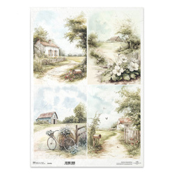 Reispapier Decoupage Bastelpapier für Decoupage A3 ITD-1415L Landhäuser