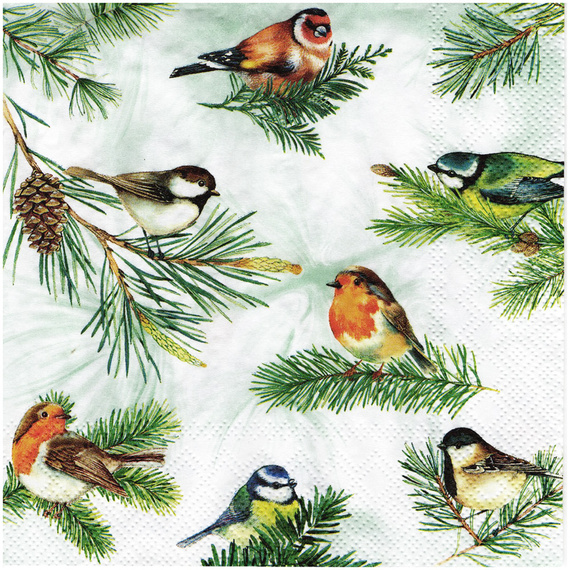 Serviettentechnik Motivserviette - 1 Stück - Decoupage Serviette 33x33 cm - Charming birds