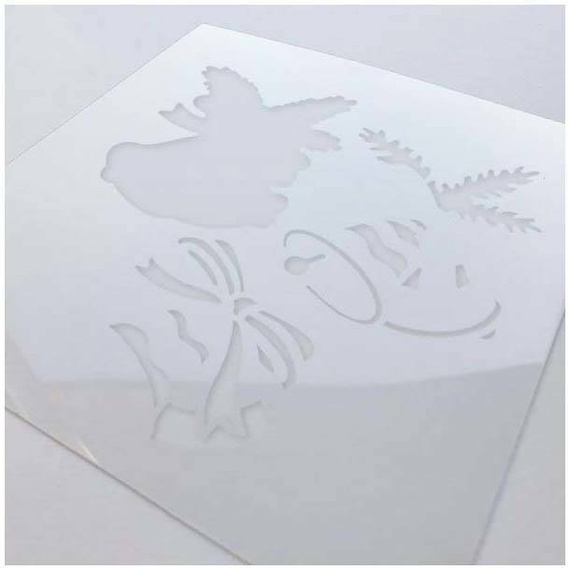 ITD Mixed Media Schablone STENCIL für Decoupage Scrapbooking 16x16, ST0084 Glocken Zweige