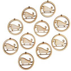 Holz-Christbaumanhänger Set 10 Stück - Schlitten - 6 cm