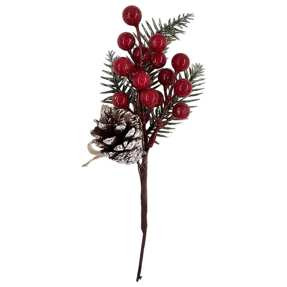 Weihnachtszweig mit Tannenzapfen und Beeren - 1 Stk