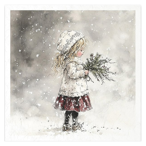 Reispapier-Set - Mädchen, Junge mit Hund, Winterlandschaft - RSM202 - Itd Collection