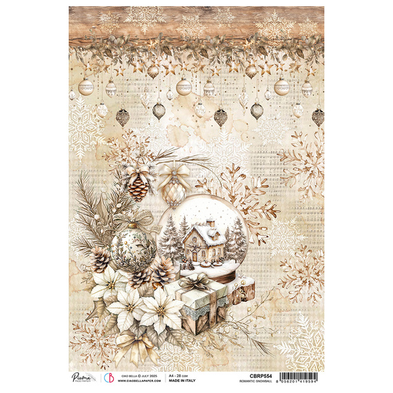Reispapier für Decoupage A4 - Ciao Bella - Winter Season Romantic Snowball