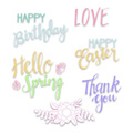 Sizzix Stempel - Frühlingssprüche - Beschriftung Ostern, Geburtstage