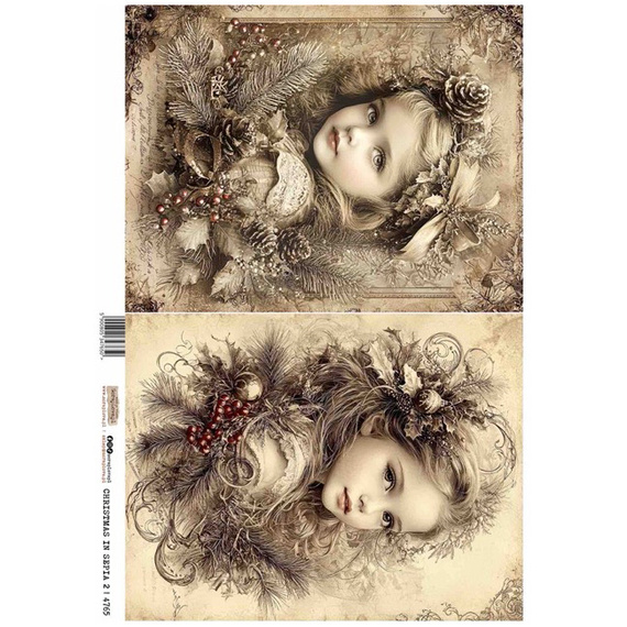 Reispapier A4 - ScrapLove - Christmas in sepia 2 - Weihnachten in sepia