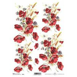 ITD Reispapier Decoupage Bastelpapier, Mohnblumen R0415