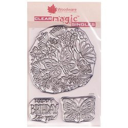 WOODWARE Transparent Stempeln Set Motivstempel Clear Stamps Schmetterling JGS568