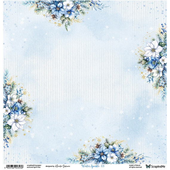 Scrapbooking Papier - ScrapAndMe - Winter Sparkle 03/04 - doppelseitig 30x30 cm