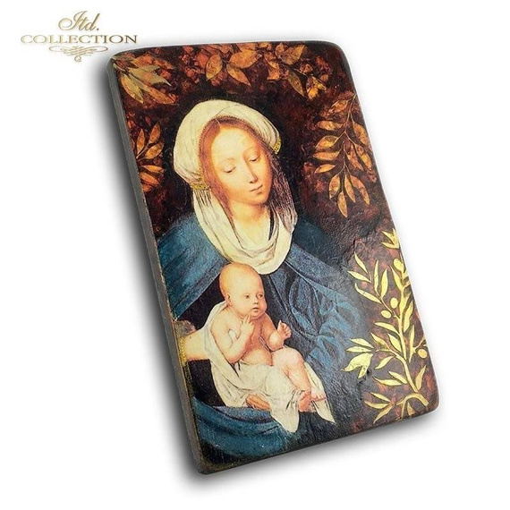 ITD Reispapier Decoupage Bastelpapier, Blätter und Zweige auf bernsteinfarbenem Hintergrund R1616