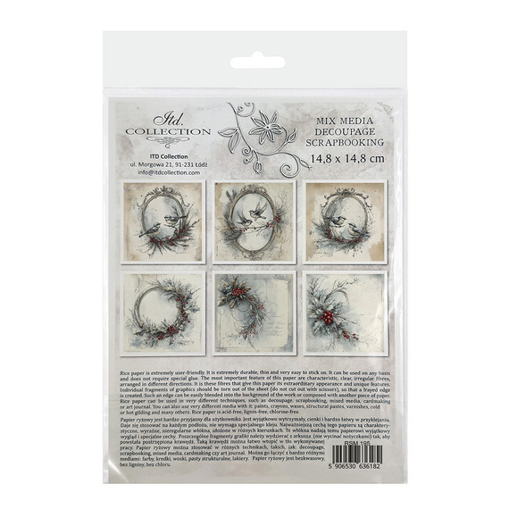 Reispapier-Set - Vögel, Girlanden, Vintage - RSM195 - Itd Collection