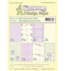 LEANE Set 16 Blatt A5 einseitig Scrapbooking Craft Basteln Papier, Presents & Bottles