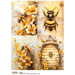 Reispapier Decoupage Bastelpapier A4 - Scraplove - Honey and Bees 2