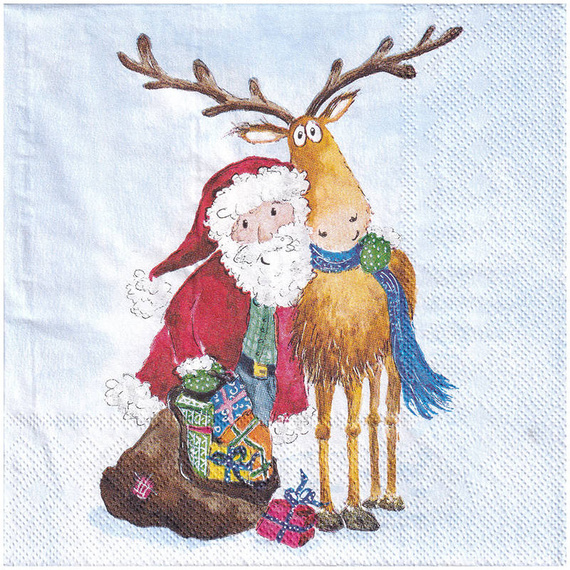 Serwetka 33x33cm - Red Stocking - czerwone skarpety na prezenty - Boże Narodzenie