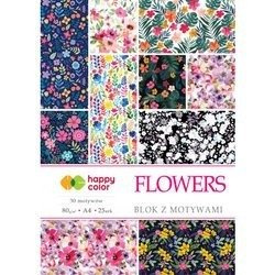 HAPPY COLOR Motivblock 15 Blatt Scrapbooking Papier 80g A4, Flowers Blumen