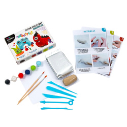 Kreativ-Set mit selbsthärtendem Ton - Monster - Farben, Werkzeuge, Pinsel