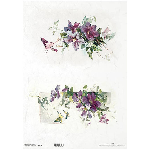 ITD Reispapier Decoupage Bastelpapier, A3 824L Clematis, Frühlingsblumen