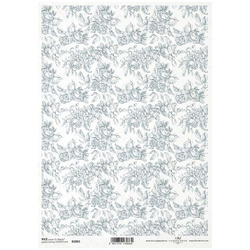 ITD Reispapier Decoupage Bastelpapier, R2005 Tapetenmotiv, Blumen in Blautönen, blau