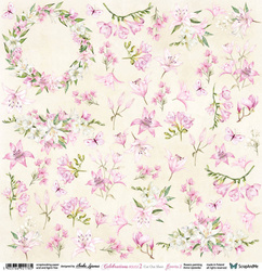 SCRAPandME 30x30cm einseitig Scrapbooking Papier 250g, Rouge 2 Flowers 2