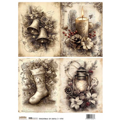 Reispapier A4 - ScrapLove - Christmas in sepia 3 - Weihnachten in sepia