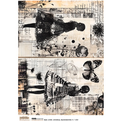 Reispapier Decoupage Bastelpapier A4 - Scraplove - B&W Junk Journal Background 9