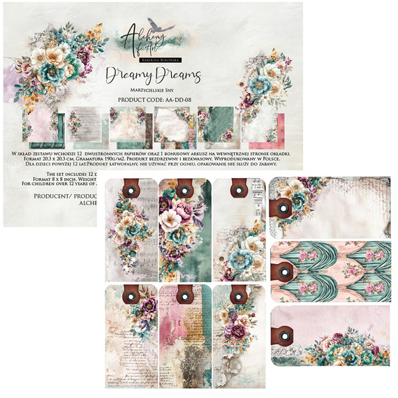 ALCHEMY OF ART Set 20x20cm Scrapbooking Papier, Dreamy Dreams