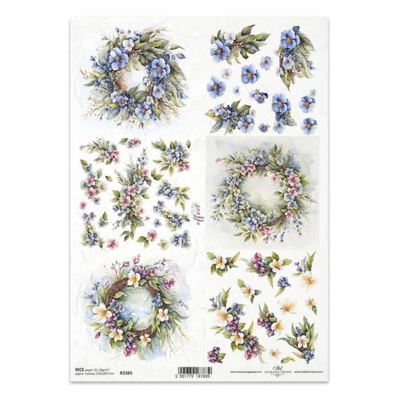 ITD Reispapier Decoupage Bastelpapier Serviettentechnik-R2385 Blumen, Girlanden, Gestecke