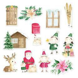 P13 - Papierelemente Scrapbooking - Santa's workshop - 12 Stück