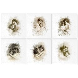 Reispapier-Set - ITD RSM023 6-tlg. Retro-Porträts von Müttern mit Töchtern