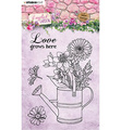 STUDIOLIGHT - Transparent Stempel - English Garden, Blumen in einer Gießkanne