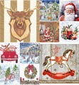Serwetka 33x33cm - Red Stocking - czerwone skarpety na prezenty - Boże Narodzenie