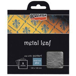 Folie silbernes Metallblatt 14x14 cm 5 Arche - PENTART