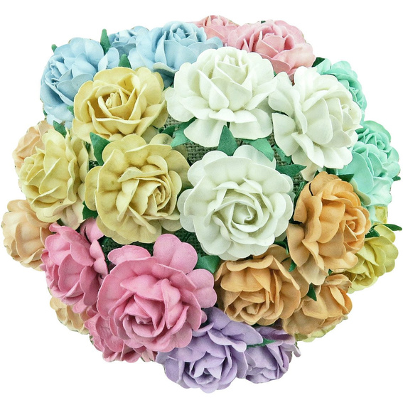 ROSEN Tea 40mm 50Stk Scrapbooking Maulbeerpapier Blumen Flower, pastell mix