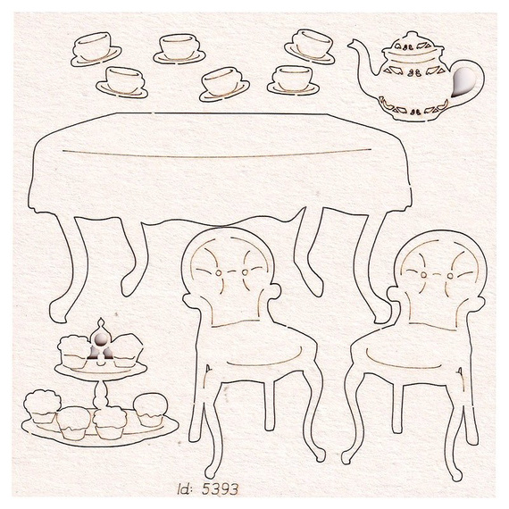 SCRAPINIEC Dekorpappe Die Cut Chipboard Dekoration Ornament, Wonderland 5393