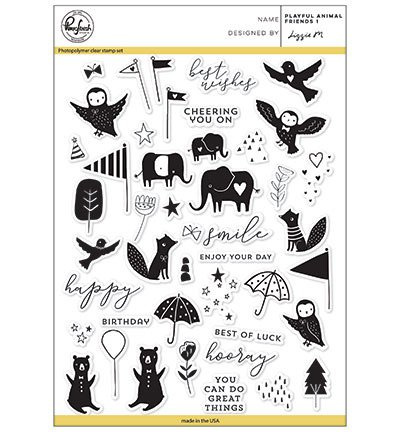 PINK FRESH Transparent Acryl Stempel Motivstempe - Playful Animal Friends 1 Tiere