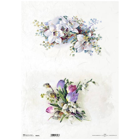 ITD Reispapier Decoupage Bastelpapier, A3 829L Frühlingsblumen, Tulpe, Orchidee