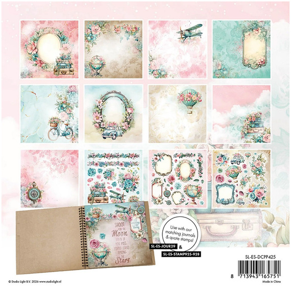 STUDIOLIGHT Scrapbooking Papier Set 20x20 cm, Collage Papier Pad - Vintage Voyages