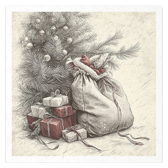 Reispapier-Set - Schlittschuhe, Weihnachtsmann, Schuhe, Geschenktüte, Kugeln - RSM197 - Itd Collection