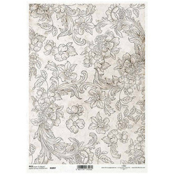ITD Reispapier Decoupage Bastelpapier, Tapetenmotiv Blumen R2097