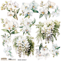AUFKLEBER ScrapLove Dekor Stickers -  White Orchid 1 weiße Orchidee