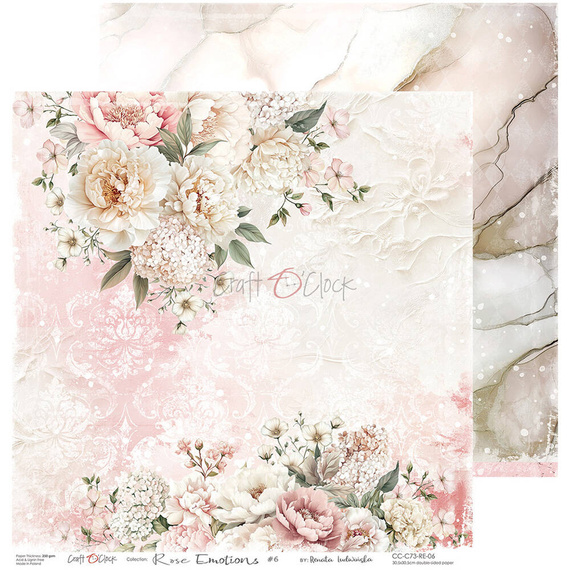 CRAFT OCLOCK Set 6 Blatt 30,5x30,5cm doppelseitig Scrapbooking Papier, Rose Emotions