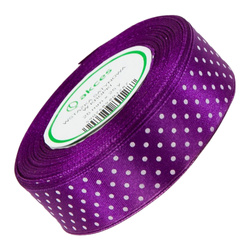 Gepunktetes Satinband 25 mm - lila 135 - 23 m - Dekoband