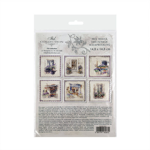 ITD Reispapier Decoupage SET Bastelpapier, Tür und Fenster mit Lavendeldekoration RSM081
