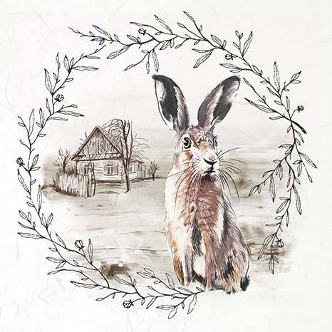 ITD - Reispapier-Set - RSM052 - Hasen mit Blumenkränzen und Ansichten