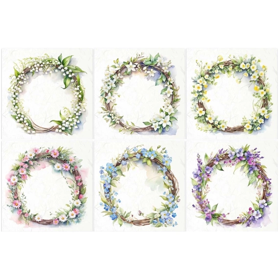 Scrapbooking-Bastelpapier-Set reis - ITD - RSM125 Maiglöckchen, Gänseblümchen