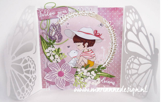 Stanzform Präge Stanzschablone Cutting Die - Marianne Design - Lorbeer mit Herz - Zweige, Blätter mit Herz