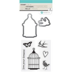 Stanzform Präge Stanzschablone Cutting Die + Stempel - Hampton Art - Live Your Dreams - Käfig