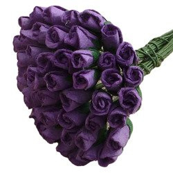 ROSEN geschlossene 8mm 50Stk Scrapbooking Maulbeerpapier Blumen, dunkelviolett