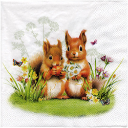 SERVIETTEN 1 Stück Motivservietten Decoupage Napkin 33x33cm, Little squirrals